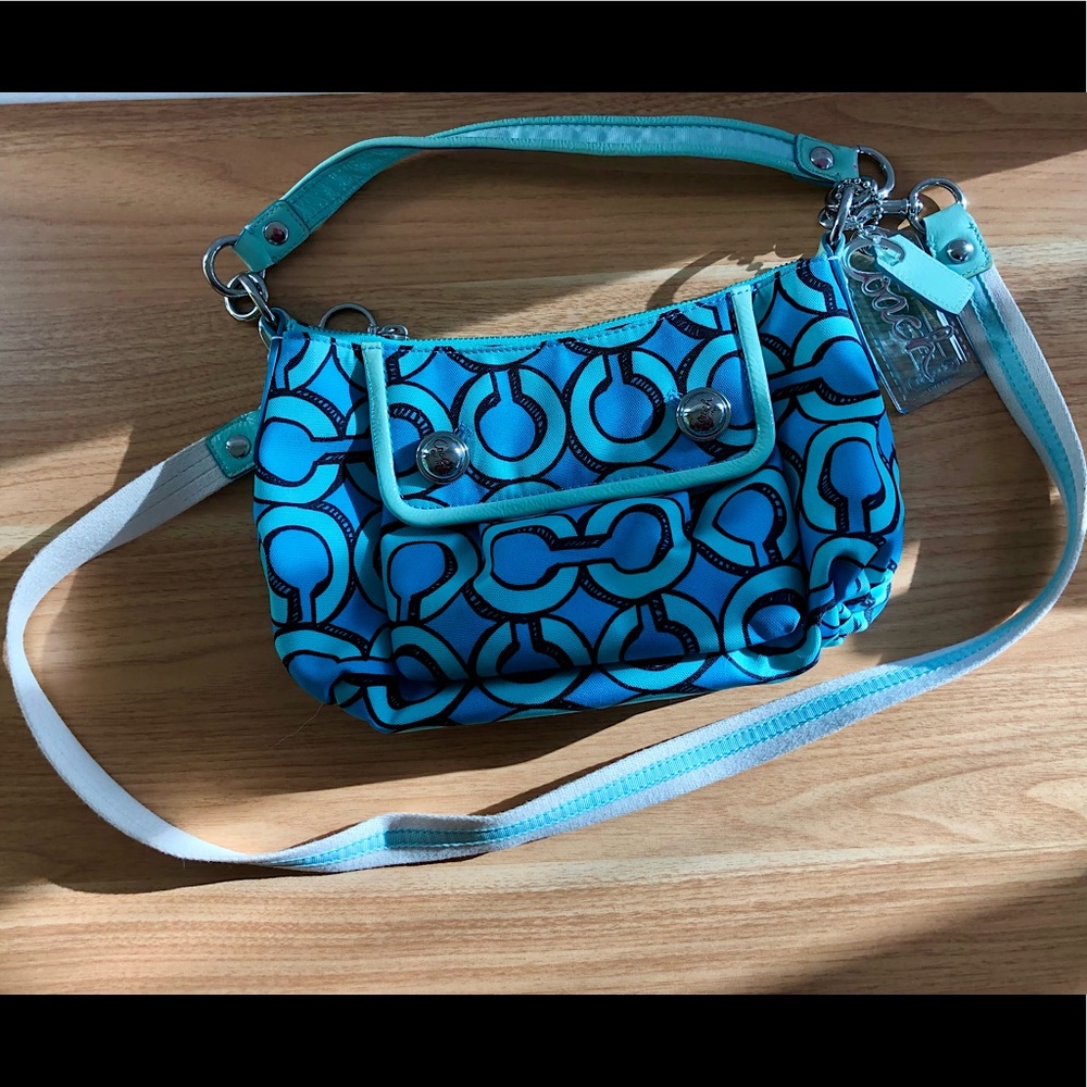 Coach Poppy Teal Blue Groovy Cross Body